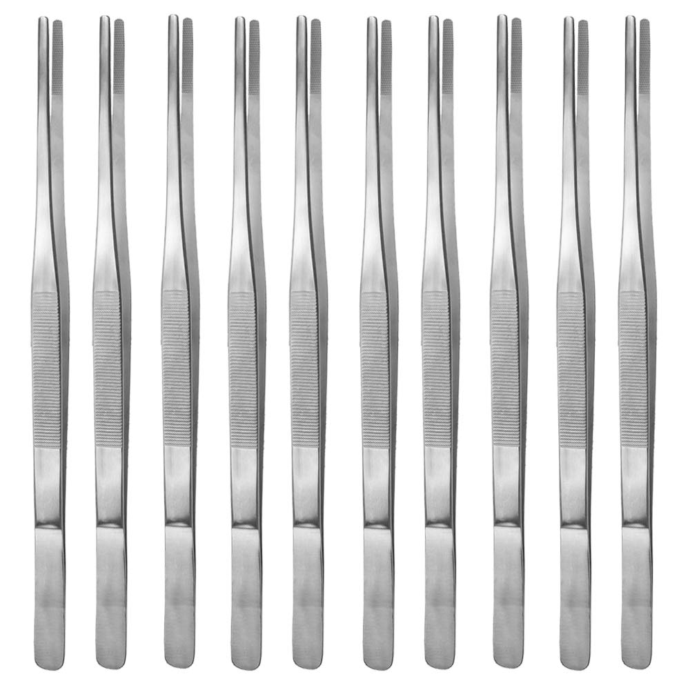 May Set: 10x Futterpinzette gerade 35 cm Edelstahl | 10er-Pack langes und rostfreies Zubehör für die Terraristik