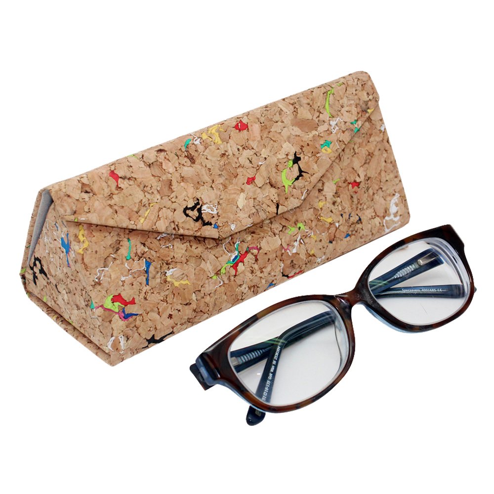 boshiho ECO-Friendly Natural Cork Sunglasses Box Foldable Triangle Sun Glasses Case Eyeglass Holder Case Jewelry Box Case, Multicolor, 6.3 x 2.8 x 0.6 in