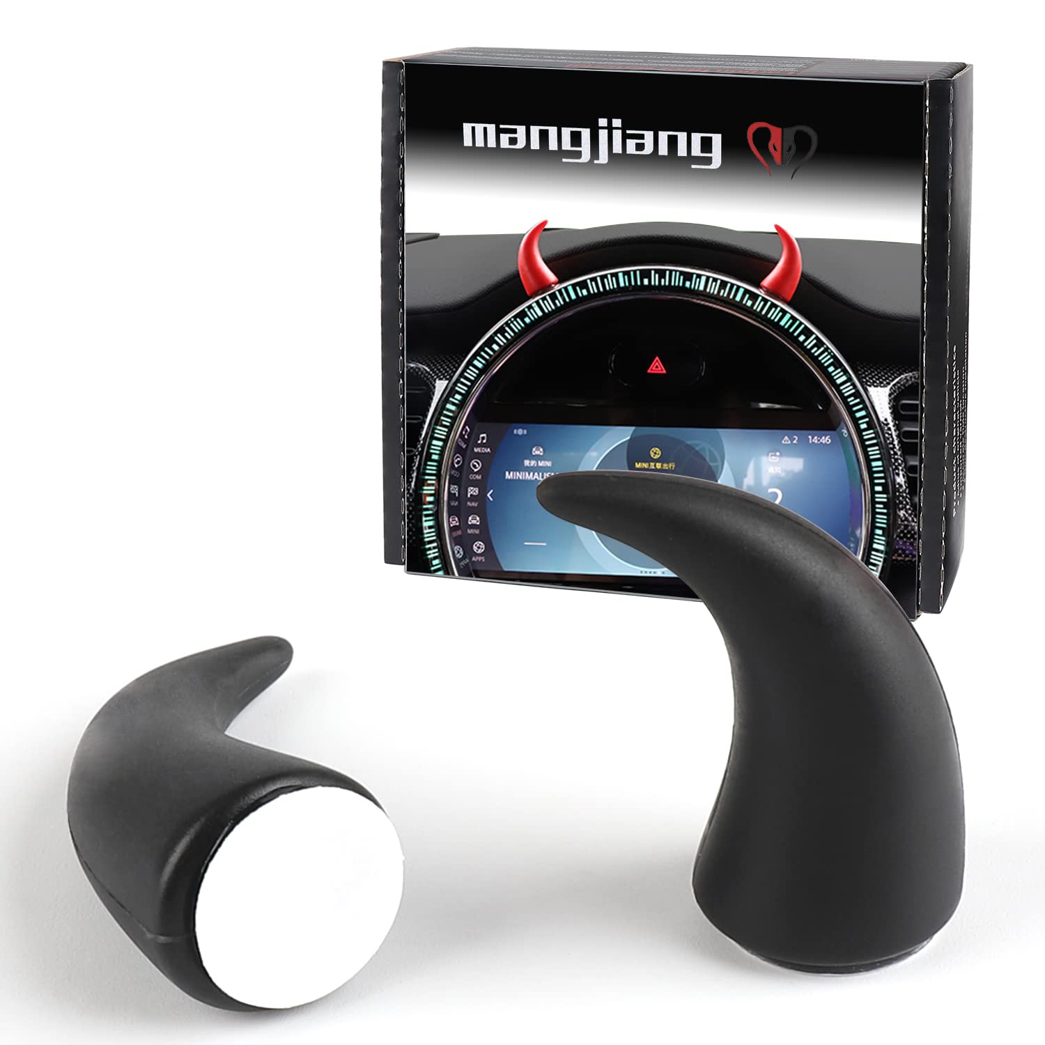 2PCS Devil Horn Car Interior Decoration with Sticker for Car Truck Helmet Motorcycle Accessries Decorative 3D Devil Horns (Black)