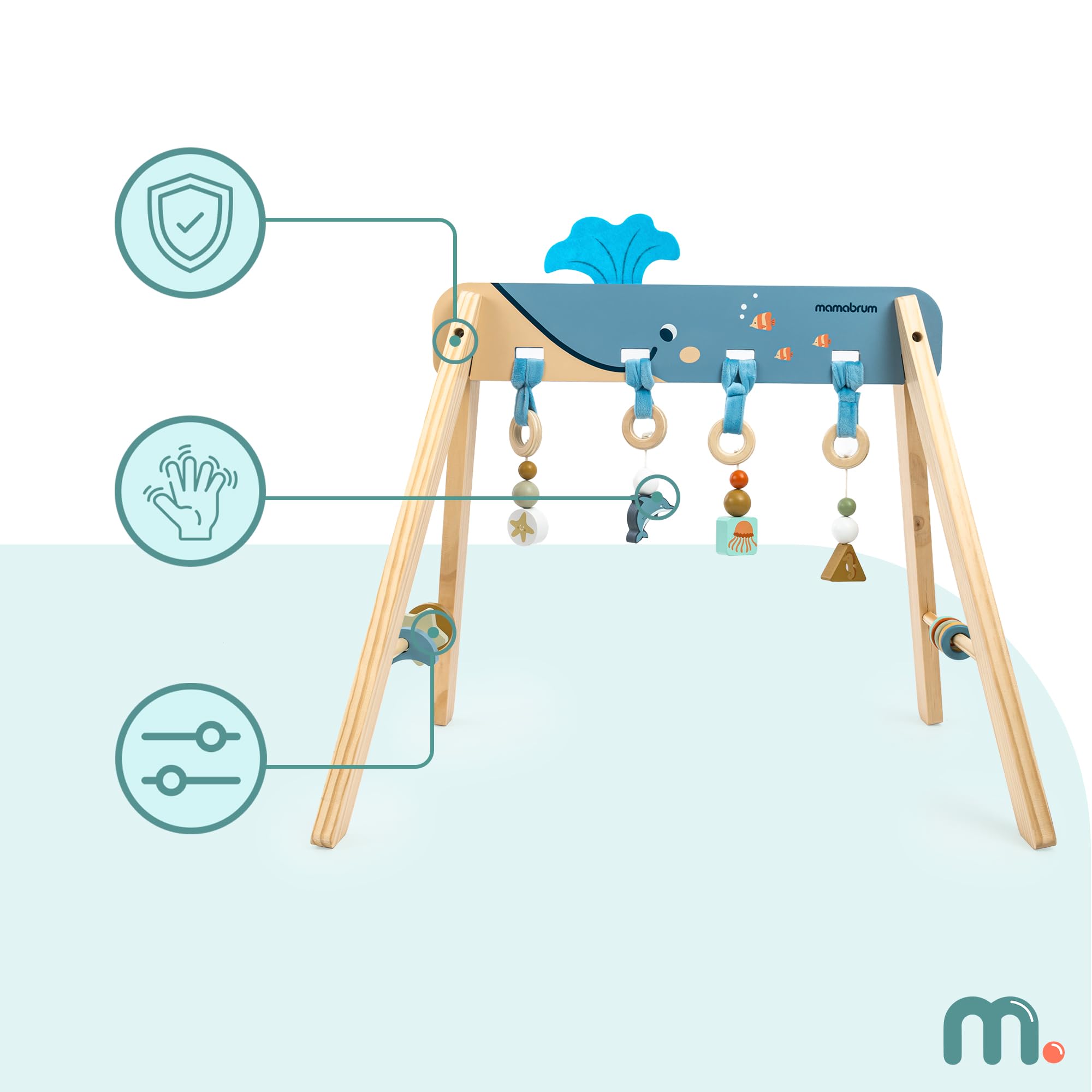 Support éducatif en bois Montessori pour bébé avec suspension sensorielle Océan