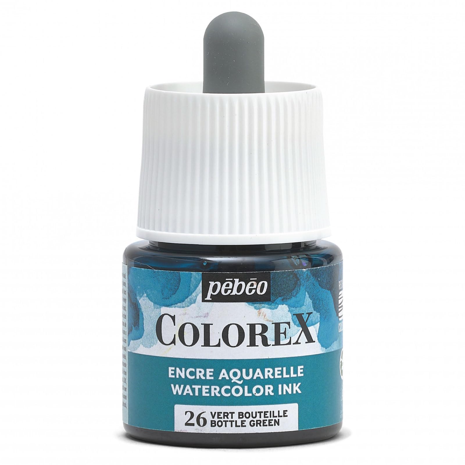 Pébéo - Colorex Ink 45 ml Bottle Green – Colorex Watercolour Ink Pébéo – Green Ink Velvety Effect – Multi-Tool Drawing Ink for All Media – 45 ml – Bottle Green