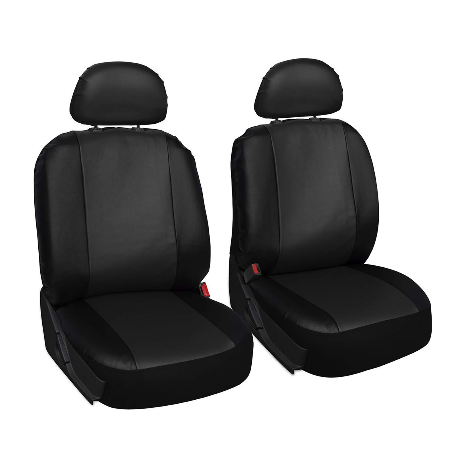 LZQpearl Universal Car Seat Cover Set for 2 Front Seat, PU Leather, for Suvs, Sedans, Vehicles, Van, Truck, Airbag Compatible (Black)