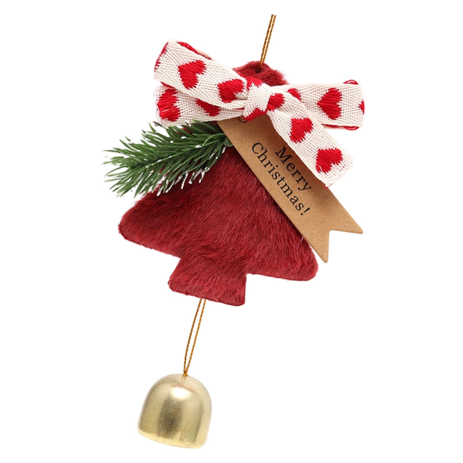 KAQNTUD Pack of 2 Soft Velvet Fabric Bells Christmas Tree Hanging Decoration for Christmas Birthday Festivals Celebrations Multipurpose Party Decorations