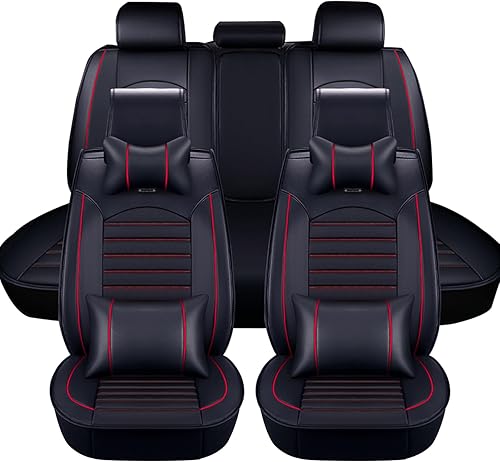 Miniatura 2 de otoez Juego completo de fundas de asiento de automóvil, fundas de asiento de piel sintética de 5 asientos para automóviles, impermeables,