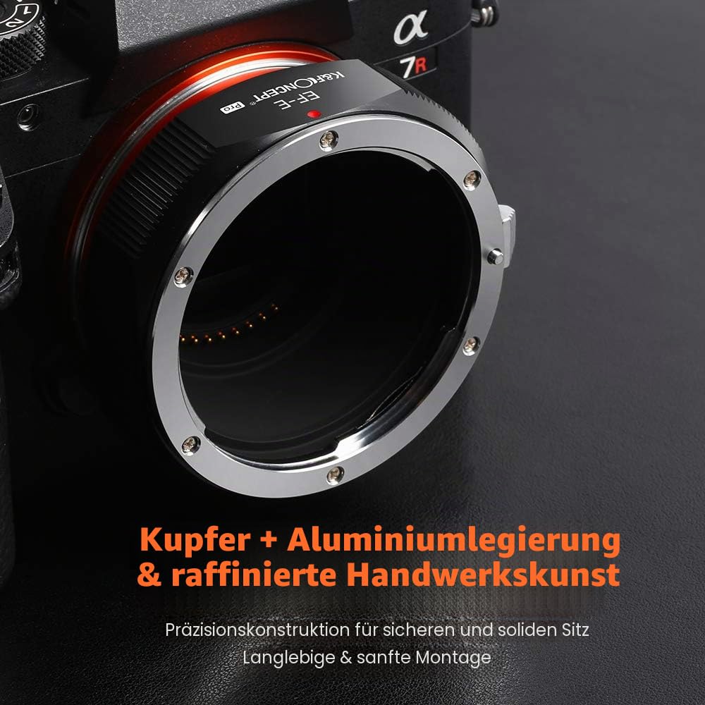 K&F CONCEPT M12105 EOS-NEX Hochpräziser Manueller Objektivadapter Canon EOS an Sony Adapter Ring für Canon EOS EF Objektiv auf Sony Alpha E-Mount Systemkamera (Keine Autofokus).