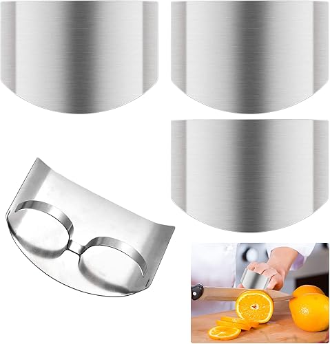 Miniatura 1 de NAOKBOEE 4 protectores de dedos de acero inoxidable herramienta de corte segura de cocina para manos herramienta de cocina mejorada protectores de
