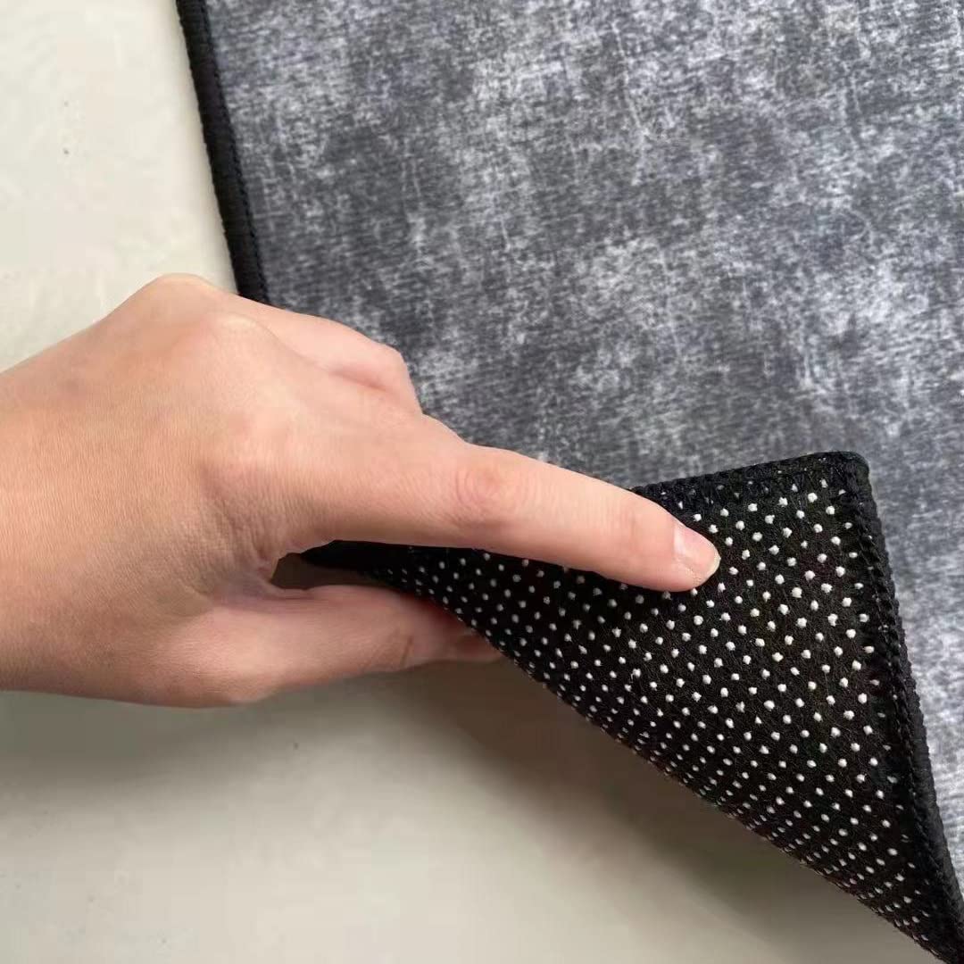 Teppich läufer Flur Grau Schwarz und Weiß rutschfest 80x250cm Küchenteppich Patchwork Waschbar Meterware Schlafzimmer Korridor Teppich Lang, 60/70/ 80/90/ 100/ 120cm Breit