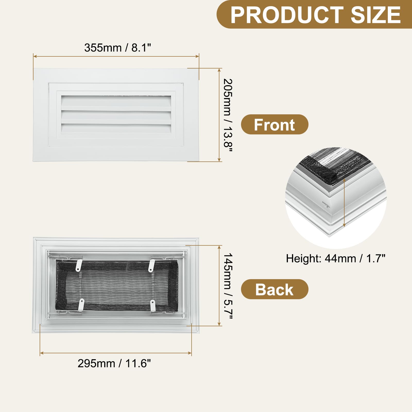 PATIKIL Rejilla De Ventilación De Aguilón De Aluminio De 6" X 12" Blanco | 1 Pieza, Rejilla De Retorno Con Puerta Extraíble Y Filtro De Malla