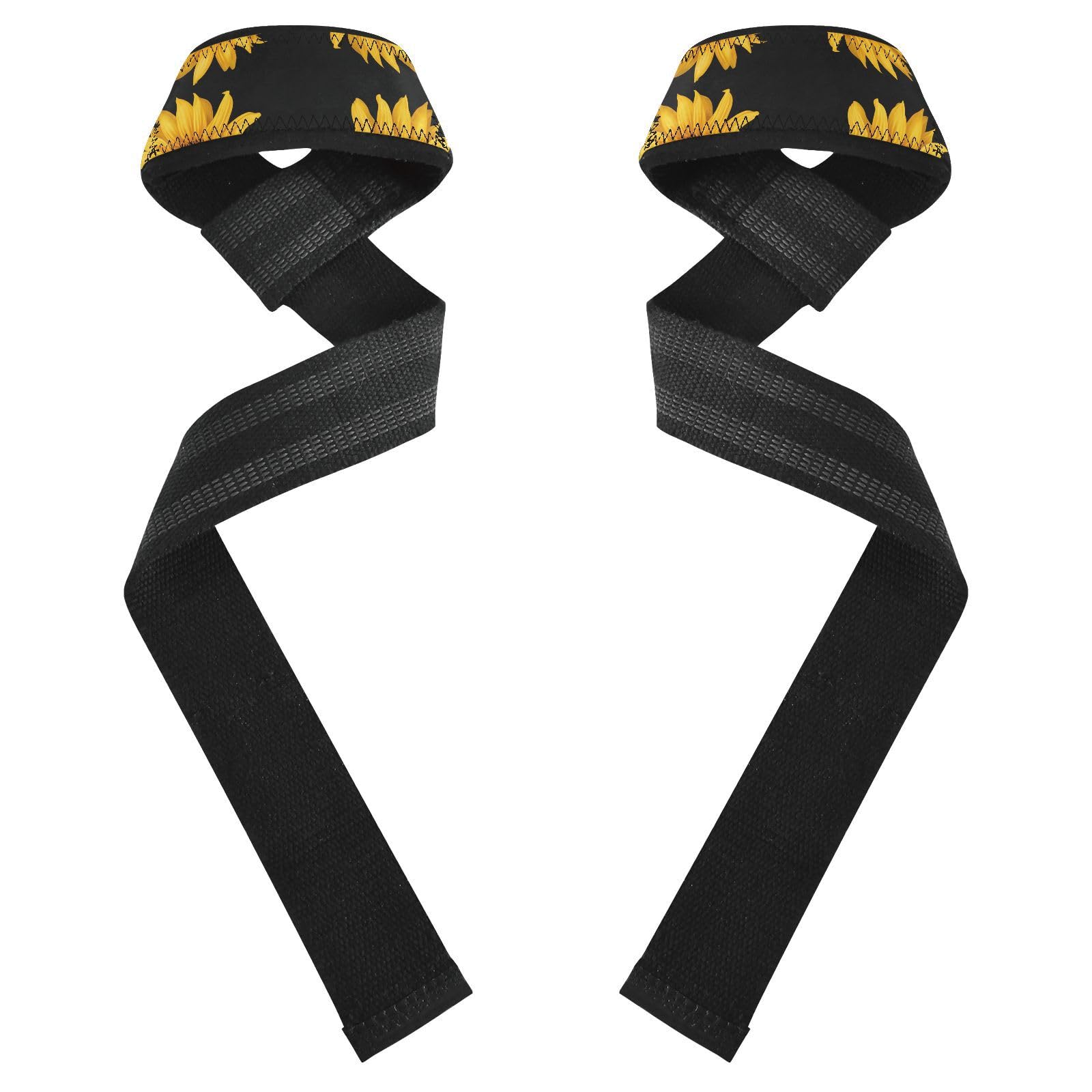 STAYTOP Sunflowers Wrist Straps for Weightlifting,Lifting Straps with Neoprene Cushioned Wrist Padded and Anti-Skid Silicone for Strength Training,Bodybuilding,Deadlifting