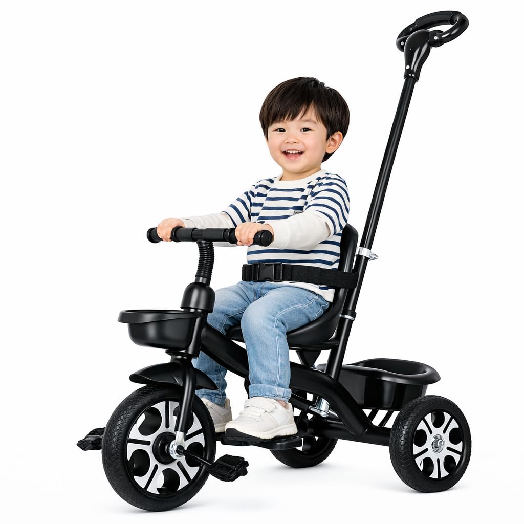 Amazon.co.jp: 三輪車 手押し棒付き｜超軽量・組み立て簡単｜座席