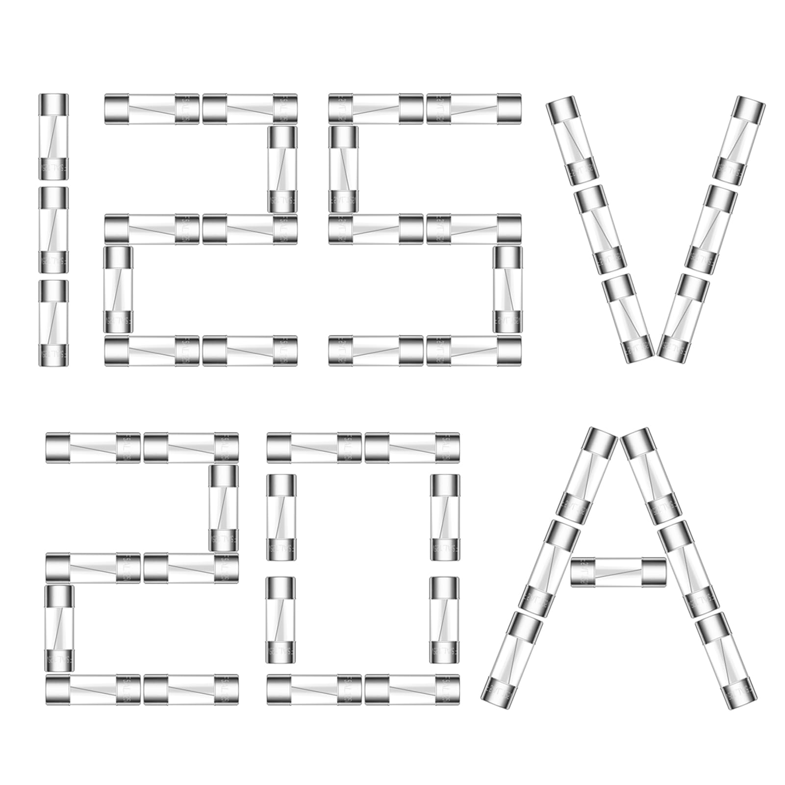 VEXUNGA 20A 125V Fuse 20 Amp 125 Volt Max Fast Blow
