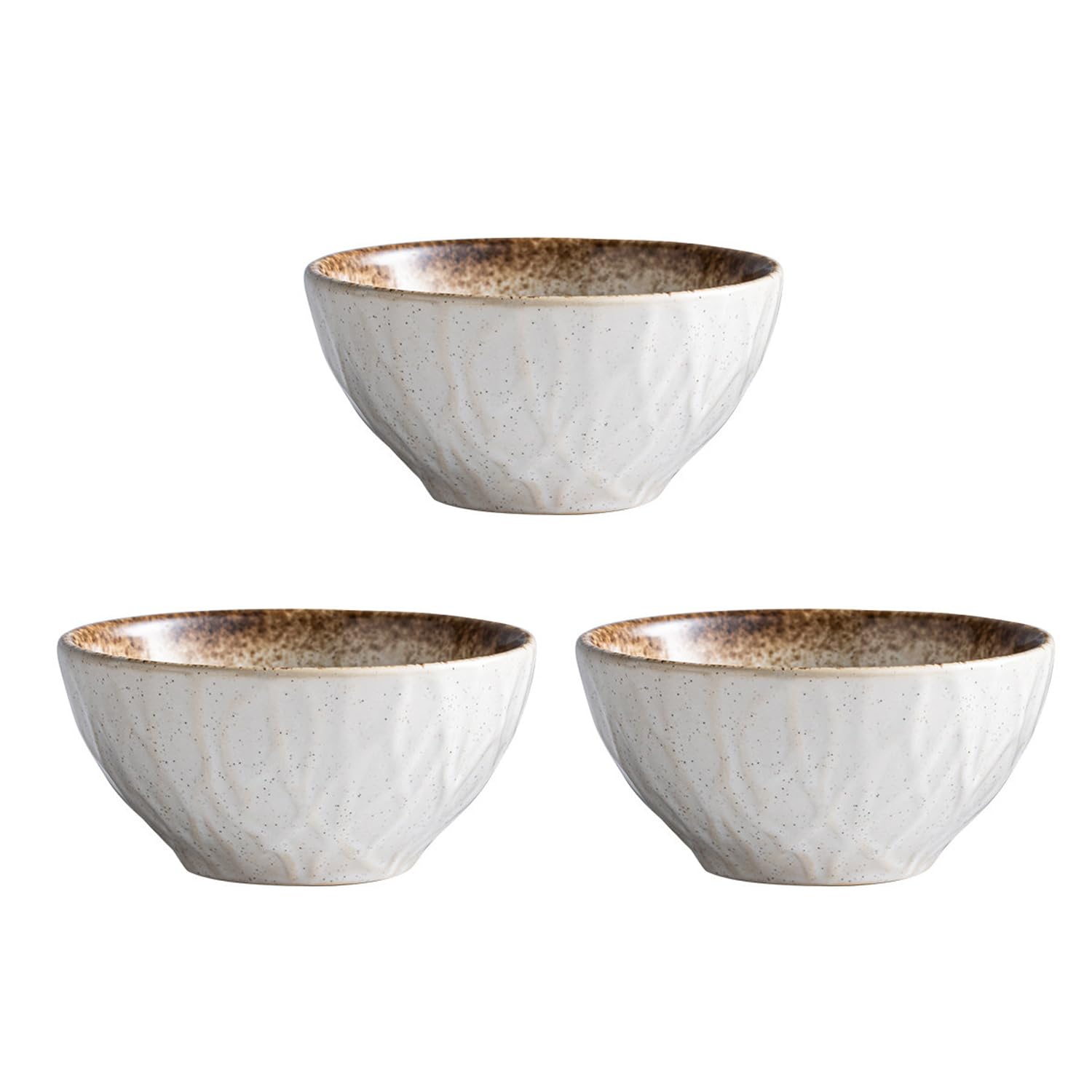 YTSMZX Bowls Set of 3 Ceramic Bowls for Kitchen Deep Bowls for Cereal Salad Fruits Noodle Dishwasher Microwave Safe,290ml,White