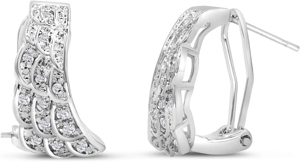 Diamond Hoop Earrings For Women, Diamond Hoop Earrings In Sterling Silver For Women, Large Diamond Hoops For Women