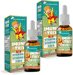Kit Com 02 - ImuniTrix Kids (Vitamina C + D + Zinco) 30ml Sabor Morango Flora Nativa