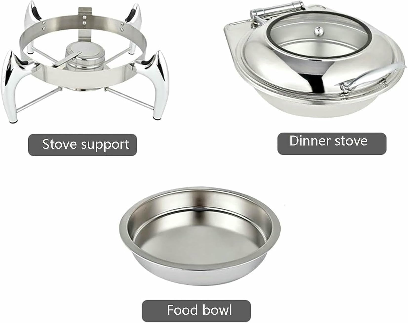 Chauffe-Plats pour événements Traiteur - Chauffe-Plats pour Buffet de fête, Ensemble de marmites rectangulaires à Couvercle Rabattable, marmites à Eau, poêles chauff,Silver-6L~/