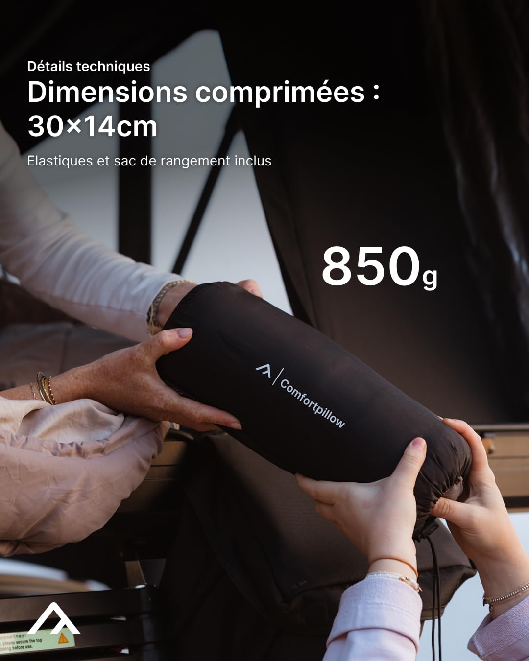qeedo Comfort Pillow Max 55 x 35 cm - Coussin Avion Compact Compressible, Oreiller mémoire de Forme (memoire) Ferme/Plat, Accessoire Camping Vacances, Cervical/Dos, Gros Confort