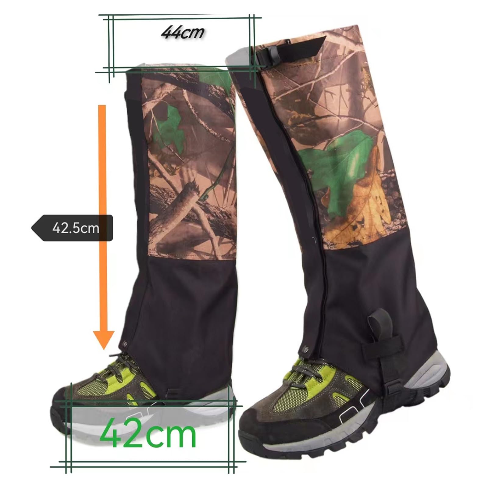 Polainas for piernas, Polainas for Exteriores antimordeduras de Serpientes de Camuflaje, adecuadas for Escalada, esquí, Ciclismo, Caza, Senderismo y Raquetas de Nieve