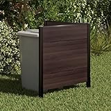 Happygrill Valla de aire acondicionado para exteriores, 48 pulgadas de largo x 46 pulgadas de alto, recinto de equipo de piscina con 5 estacas para el suelo, recinto de cubo de basura independiente,