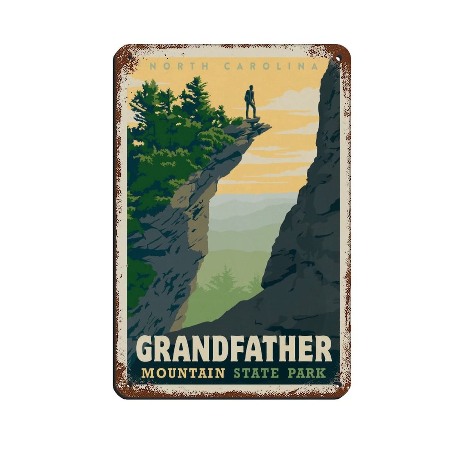 Azolid Vintage Tin Signs Grandfather Mountain North Carolina Travel Tin Signs Wall Decor For Cafe Bar Pub Home 14X20cm