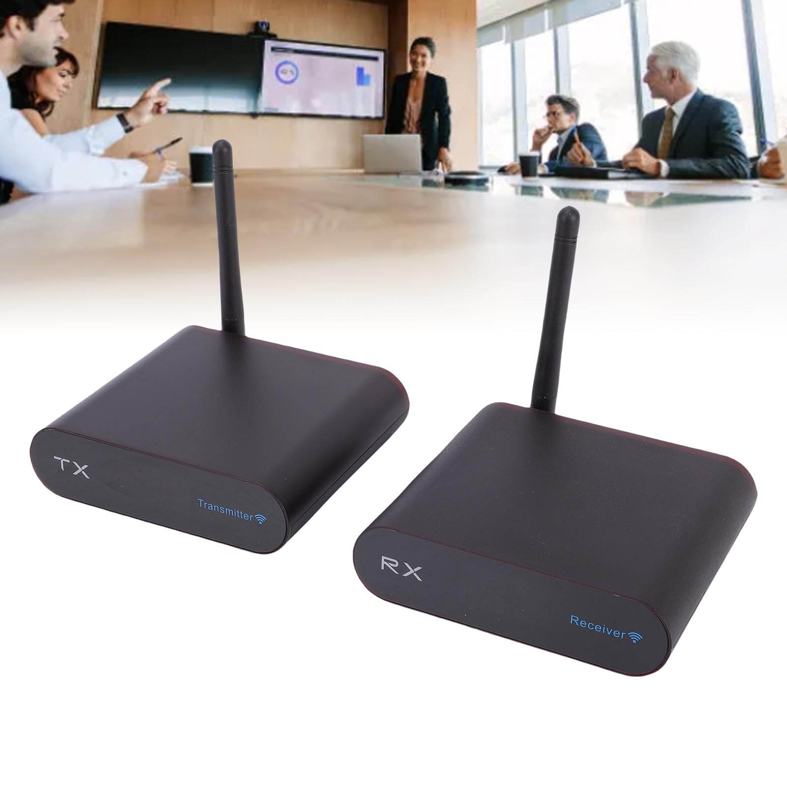 Vikye Bezprzewodowy Przedłużacz HDMI, 400 M / 1312,34 Stóp Zestaw Bezprzewodowego Nadajnika i Odbiornika HDMI, 8-kanałowy Adapter Audio do Telewizora Głośnik Zasilany z Komputera PC (wtyczka UE)
