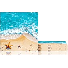 COSORO 20pcs Blue Beach Party Paper Napkins Serviettes,Ocean Waves Under The Sea Napkin Cocktail Tissue for Kids Birthday Hawaiian Summer Pool Ocean Sea Beach Party Table Decorations