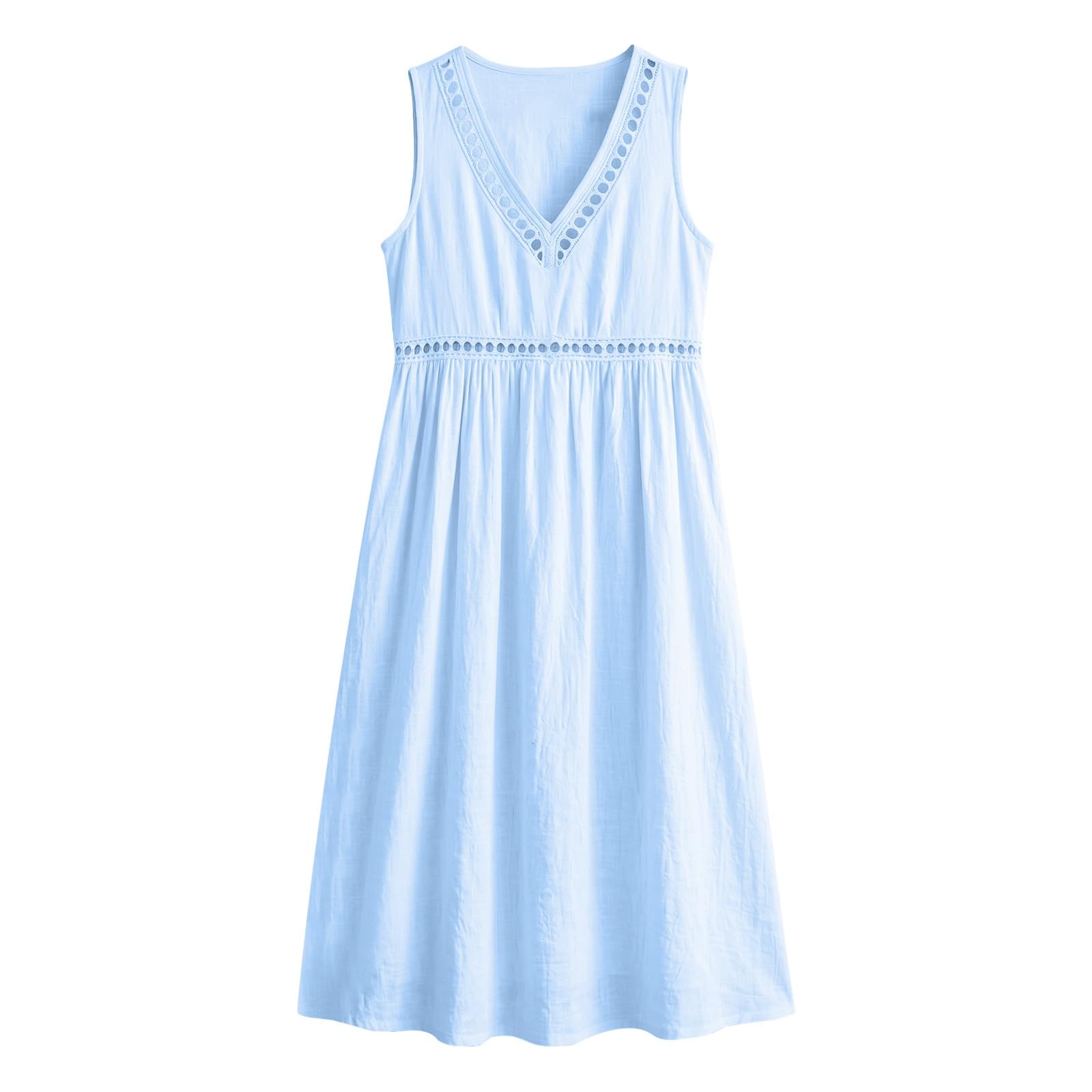 Abito estivo da donna, leggero e arioso, in mussola, con scollo a V, senza spalline, senza maniche, abito da casa, abito bohémien, abito da spiaggia, comodo abito per il tempo libero