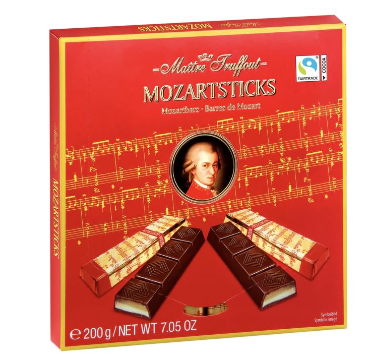Mothers Day Gift: Mozart Bar 200g Gift Box Premium Dark Chocolate with Marzipan & Pistachio Filling | Authentic Austrian Praline | Luxury Gift Chocolate for Sharing & Gifting