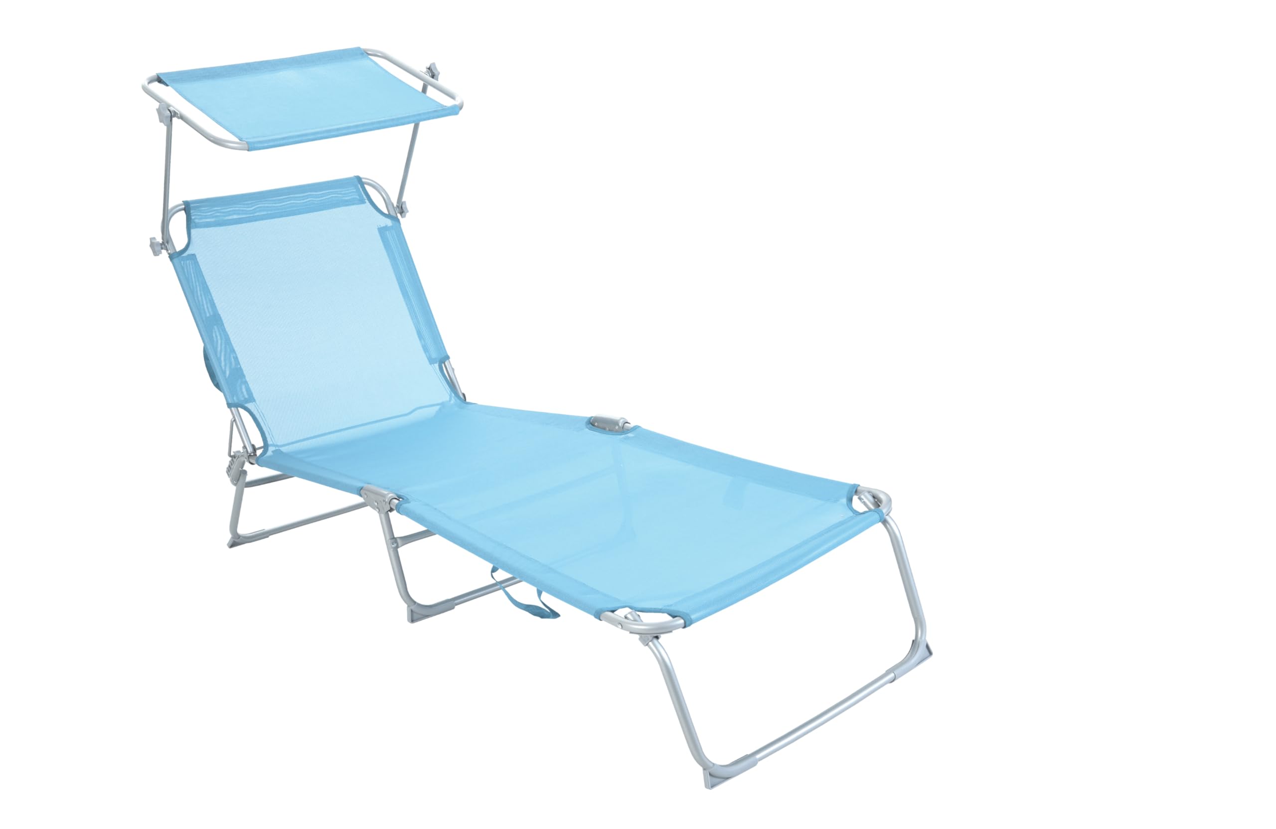 NORDIQ - Tumbona Plegable - Tumbona con Parasol – Tumbonas Jardin Exterior Reclinables con Respaldo Ajustable – Tumbonas de Acero 19 mm para Terraza y Piscina - Ligera y Resistente - Turquesa