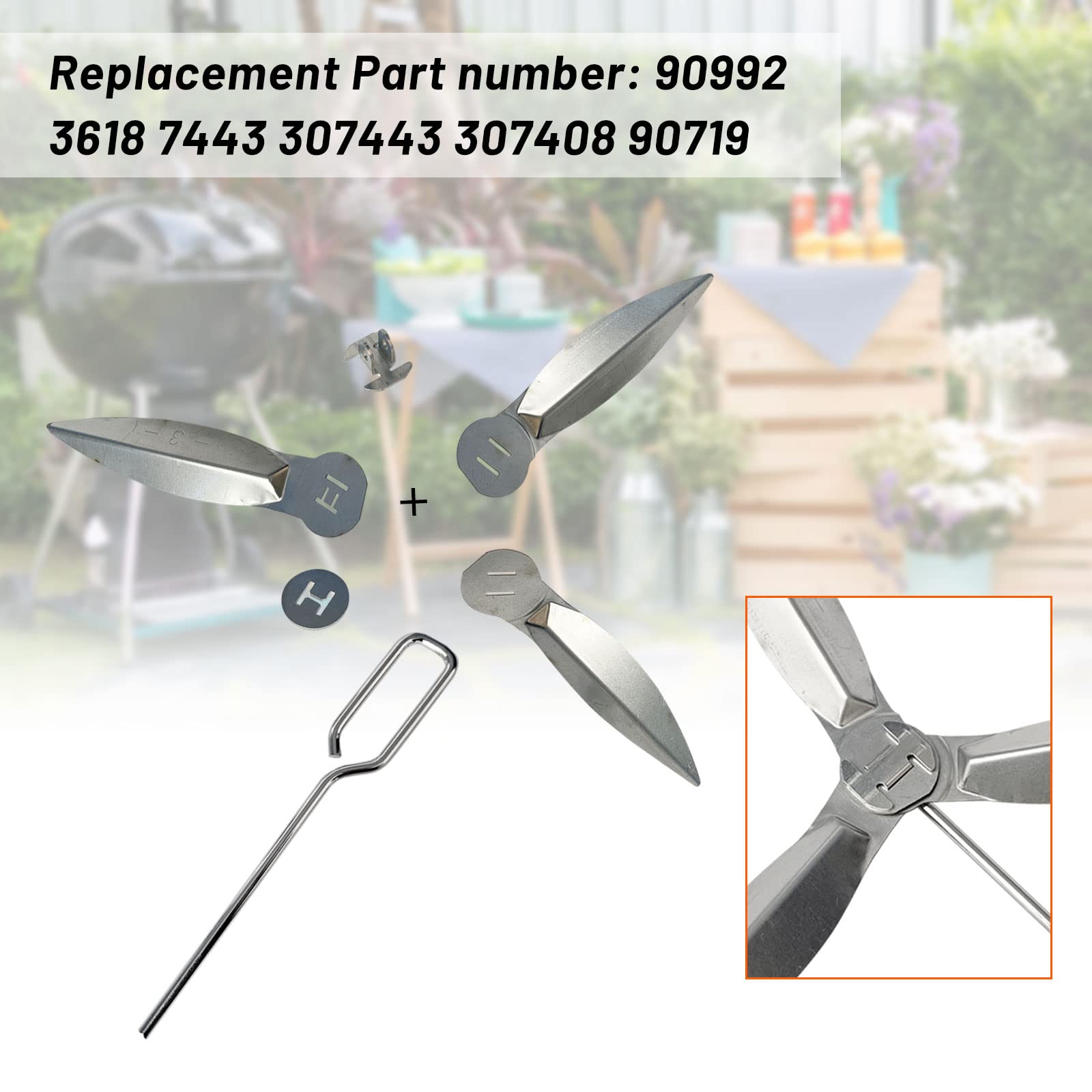 Kit de Nettoyage One-Touch de 46,7 cm, 2 grilles pour Barbecue Weber 90992 3618 7443 307443 307408 90719 Pièce de Rechange 7444 Kit de Nettoyage One Touch