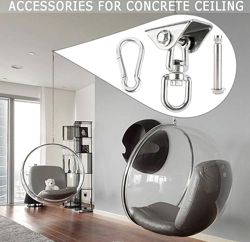 Miniatura 3 de Toolly Juego de 2 perchas de columpio para hormigón de madera, paquete de 2 ganchos de suspensión de acero inoxidable antioxidante de capacidad de