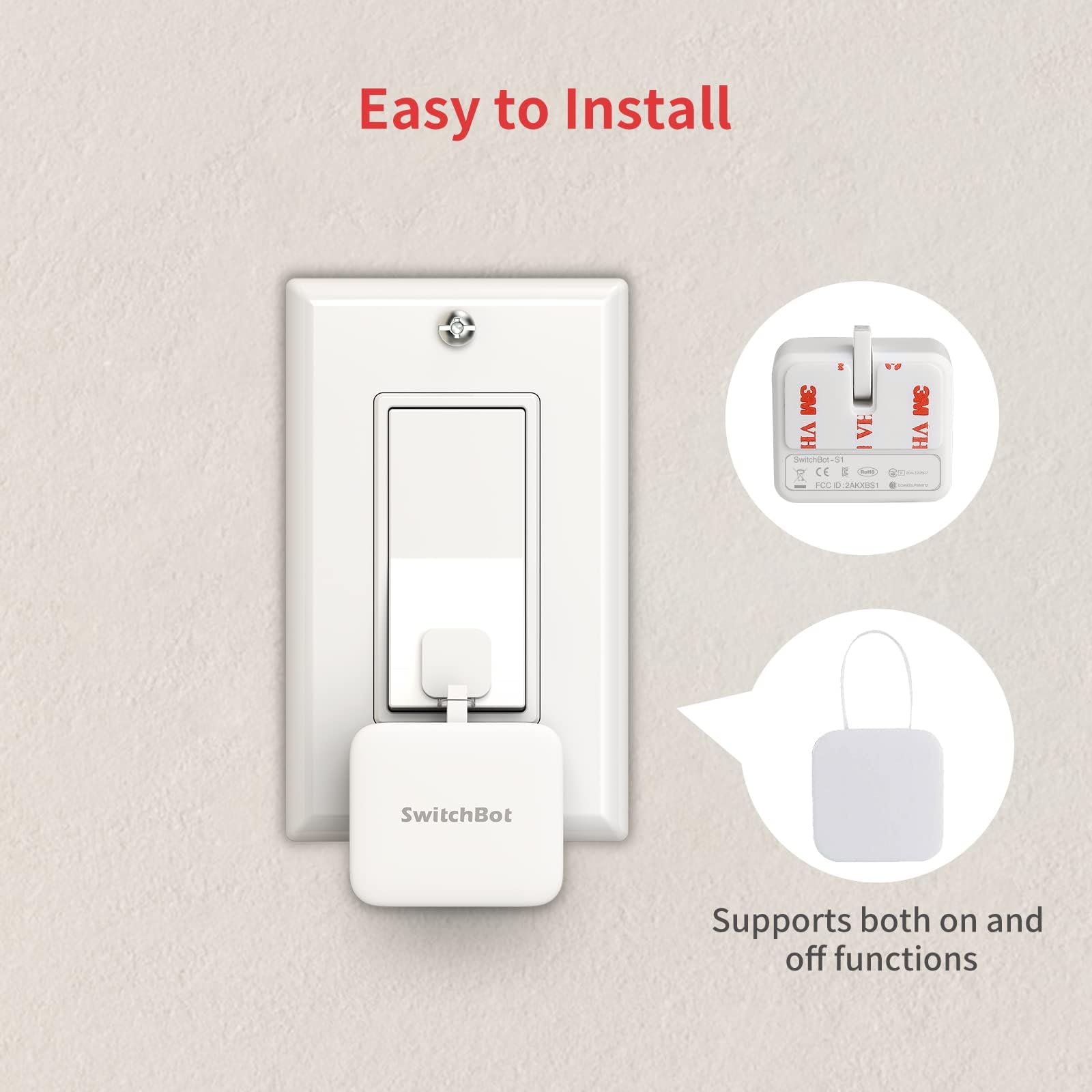 SwitchBot Smart Bluetooth Switch Toggle (Wiederaufladbar) - Fingerbot für Schalter, 1,0kgf, USB-C, App-Timer, fügen Sie Hub hinzu für Alexa, Siri & Matter