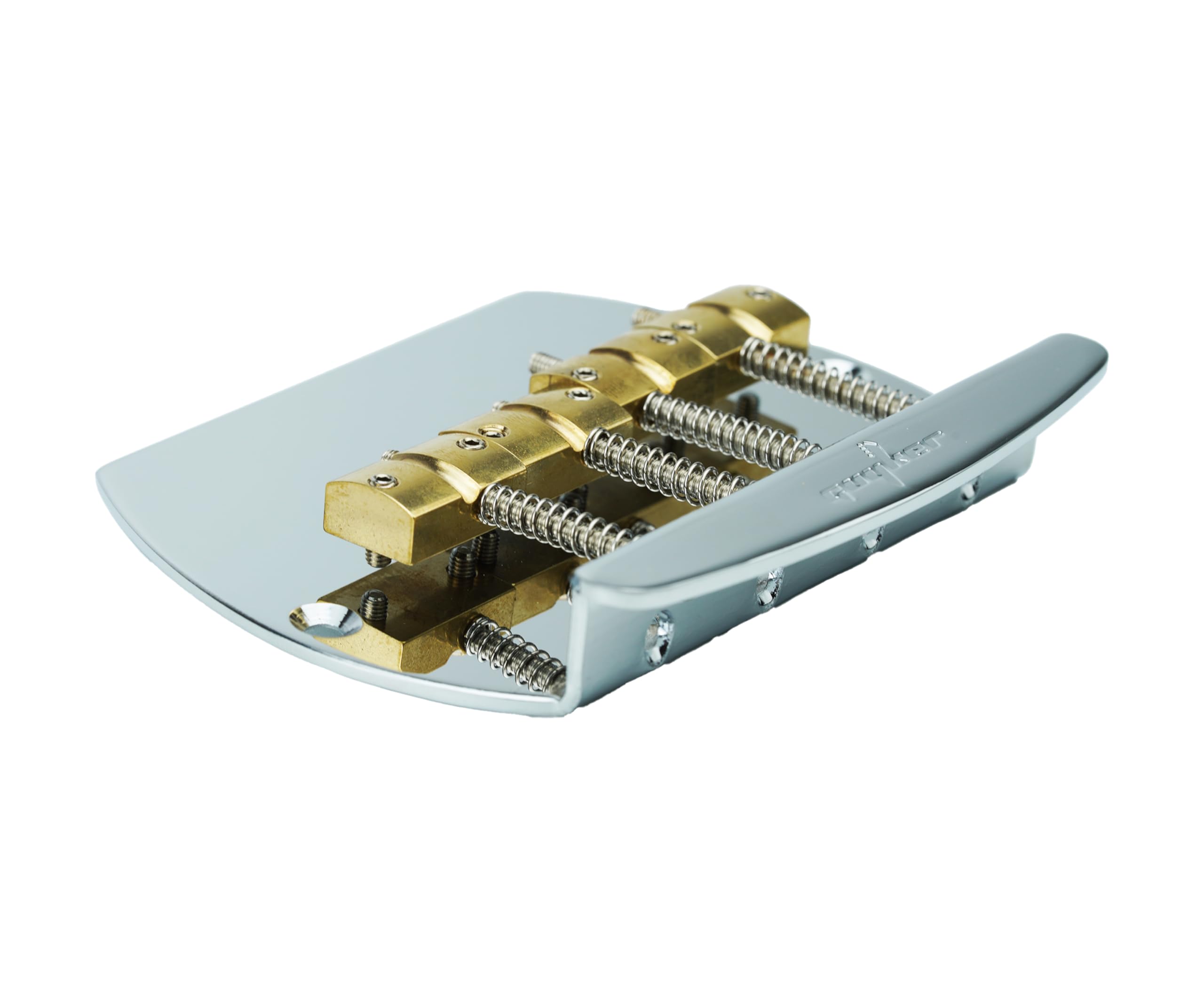 Guyker Bass-Steg-Saitenabstand 19,3 mm, 4 Saiten, feste Bassbrücke mit massivem Messing-Sattel und Eisenplatte (GB1007, Chrom)