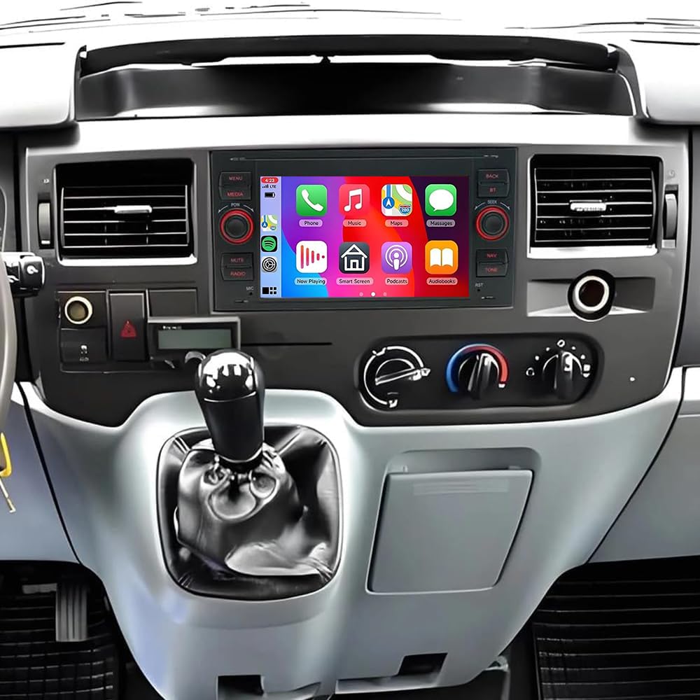 Radio samochodowe BYNYXI 7" Double DIN dla Forda Transit MK7 2007-2013 z ekranem Bluetooth, ekranem dotykowym IPS 2 + 64 GB IPS z bezprzewodowym Carplay, Android Auto Navi, WiFi, kamera cofania FM/RDS