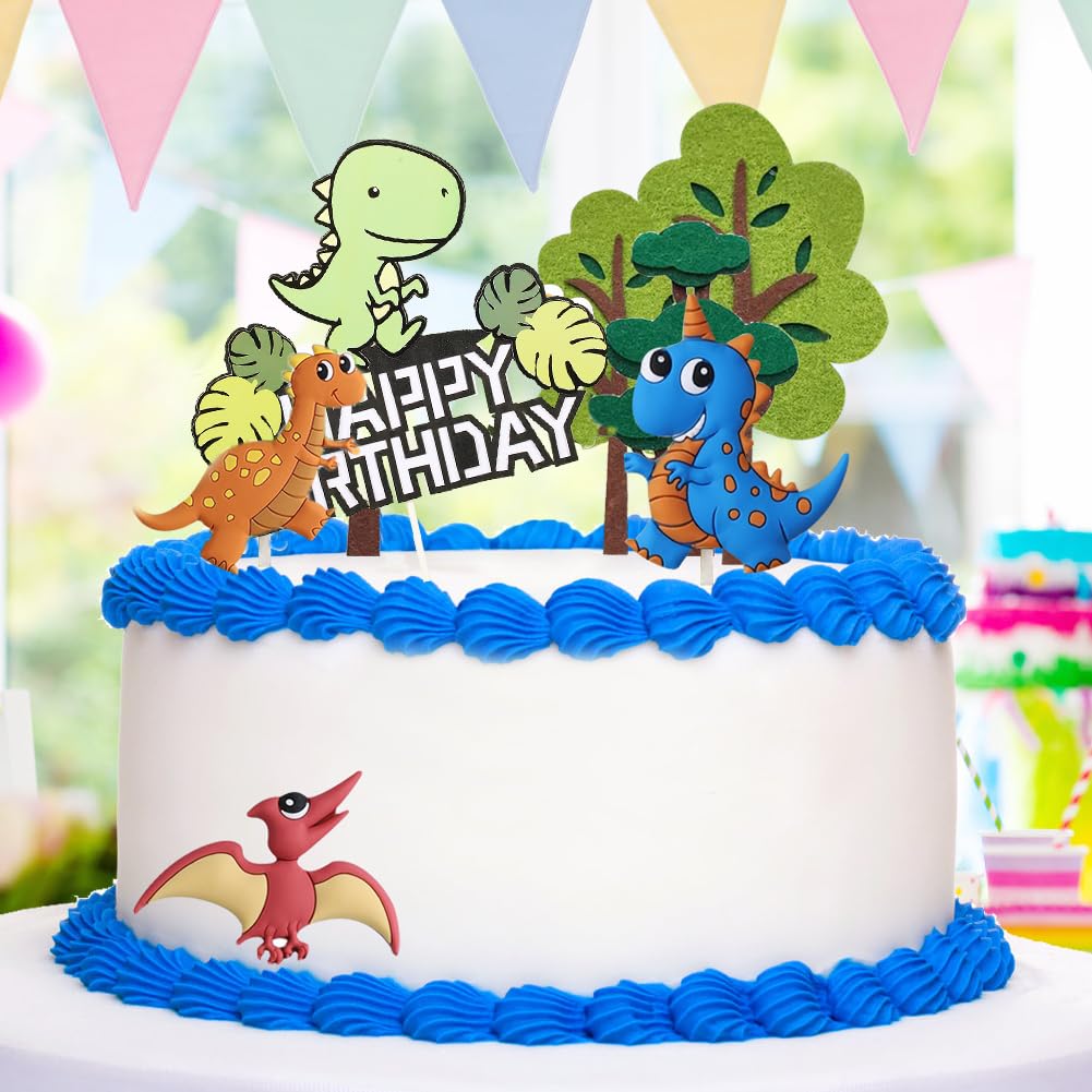 Decorazioni Torta Dinosauri - Set 7 Pezzi Per Feste Compleanno Bambini - Foto 2