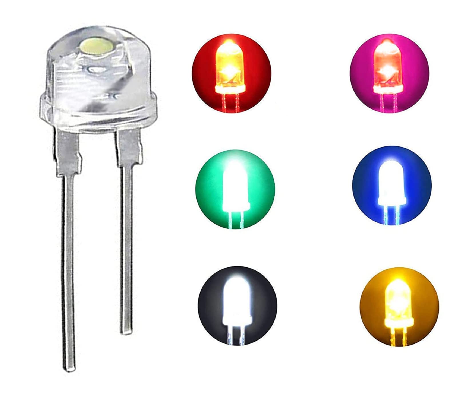Steko {10 Pieces Each Red, Blue, Green, White, Yellow, Pink} {8mm} Transparent Bright LED, 3V DC 2 Pin Light Emitting Diode, Multipurpose, For Science Projects DIY Hobby Kit | {Pack of 60 Pieces} (B0BNDJY5LW) Amazon Price History, Amazon Price Tracker