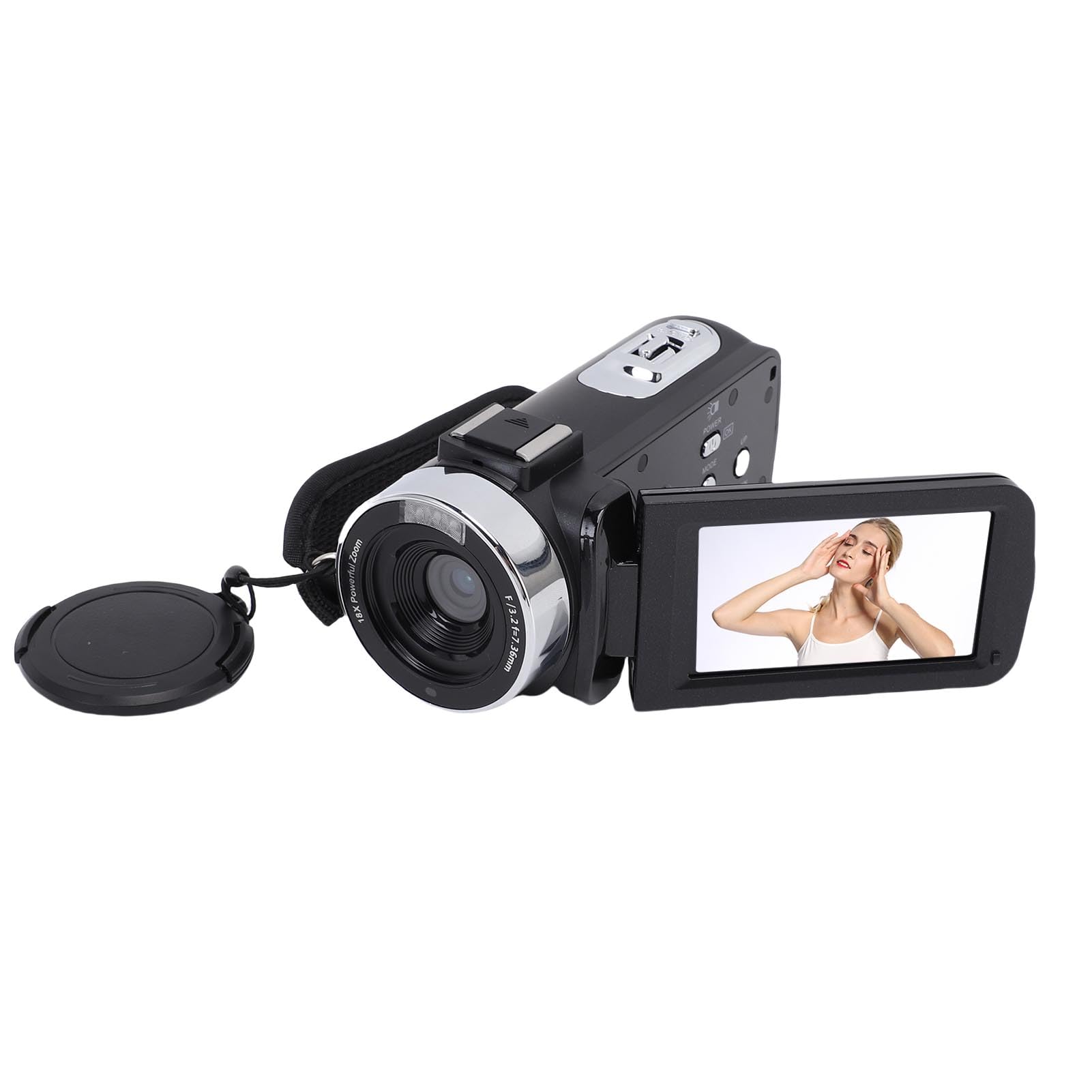 Pomya 4K Camcorder, 80MP HD 3 Inch 270 Degree Rotation Screen 18X Zoom Digital Video Recorder with LED Flash for Travel-picture-25