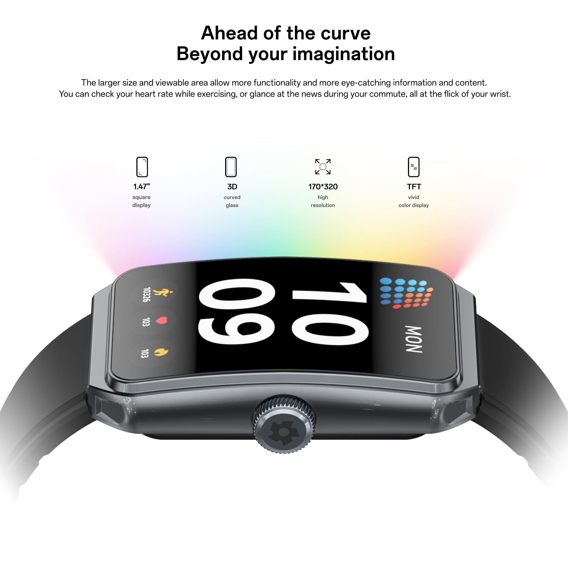 PUTEKER Fitness Tracker, Fitness Watches for Women and Men, 1.47'' Screen Smartwatch, Fitness Tracker Watch Blood Oxygen, 24/7 Heart Rate & Sleep Monitor, IP68 Smartwatch, Step Calorie Counter Watch