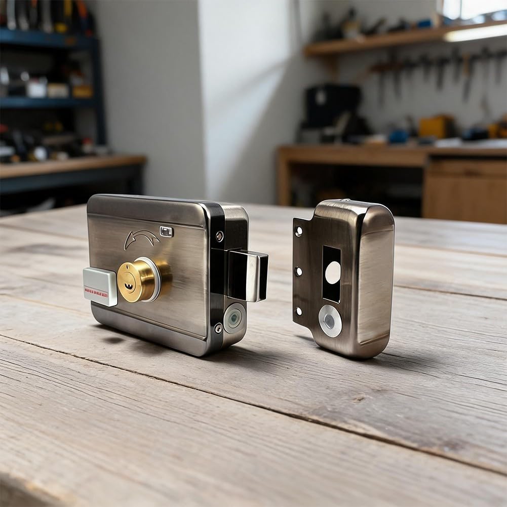 Cerradura de puerta eléctrica con función de deslizamiento de tarjeta y control remoto diseñada para casas de alquiler que proporciona un sistema seguro de entrada sin llave para propietarios e