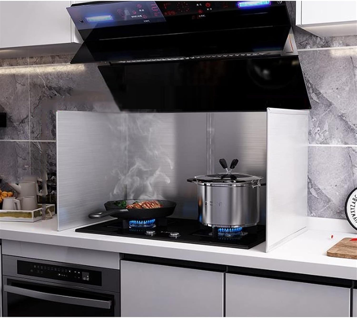 Kitchen Anti Splatter Shield Guard Oil Splash Baffle Cooking Baffle Plate Anti Splatter Shield Guard Stainless Steel Oil Splatter Proof Baffle Foldable 4 Sided Splatter(Size:60 * 45 * 80cm)
