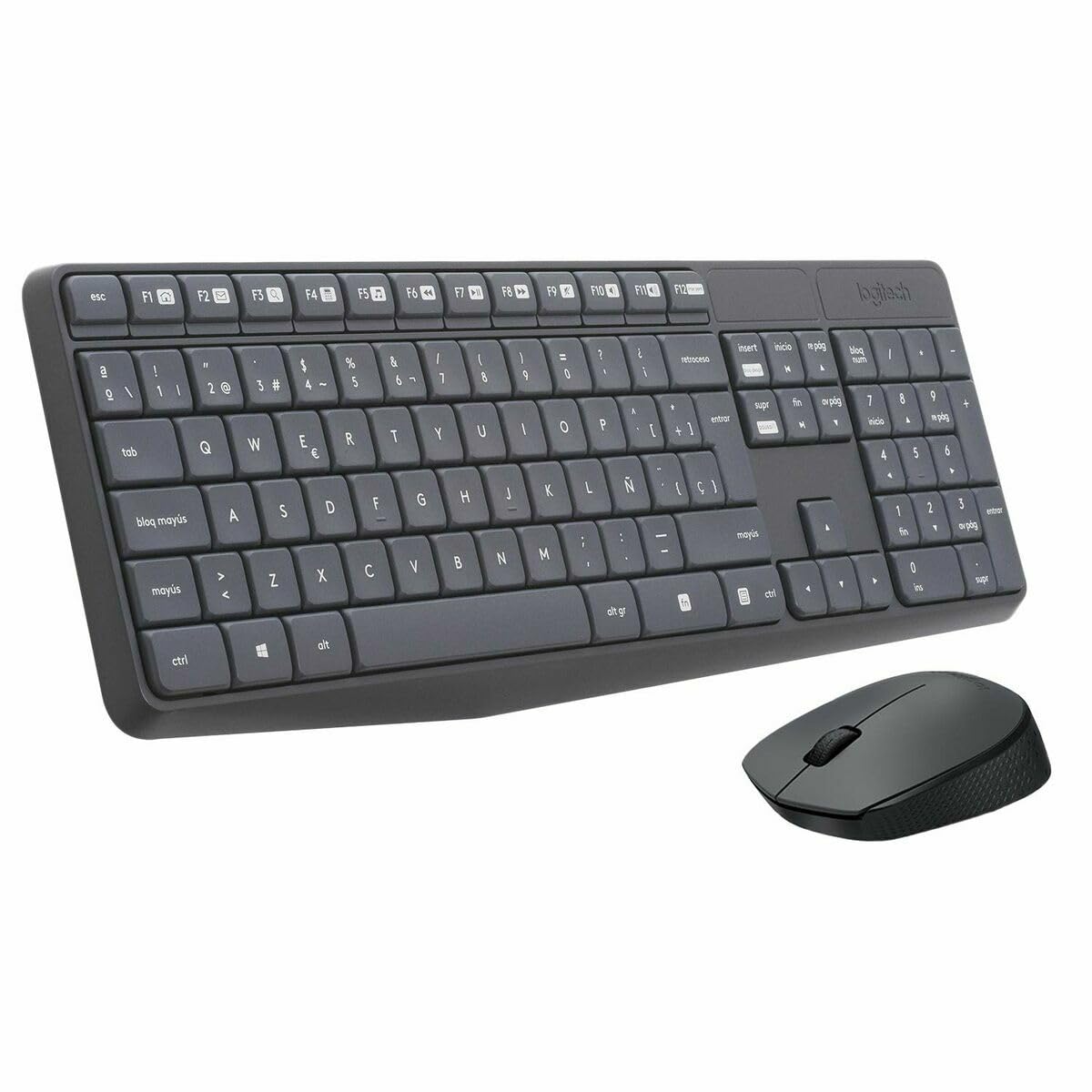 Logitech MK235 Combo Teclado y Ratón para Windows, 2,4 GHz con Receptor USB, Ratón Inalámbrico, 15 Teclas con Función, BaterÃa de 3 Años, PC/Portátil, Disposición QWERTY Español - Negro Carbon Neutral Certified by SCS Global Services