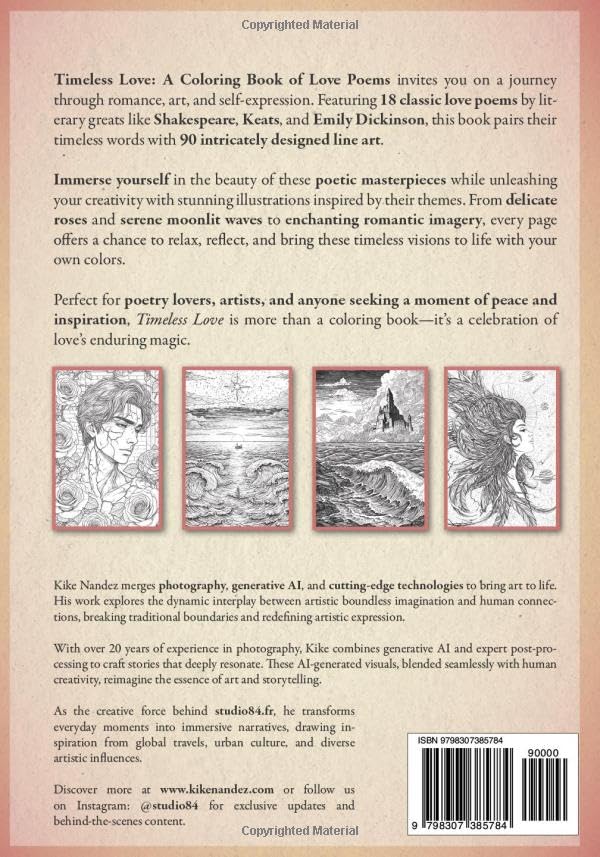 Timeless Love: A Coloring Book of Love Poems: Featuring 18 Classic Poems and 90 Intricate Illustrations for Relaxation and Creativity - Image 2
