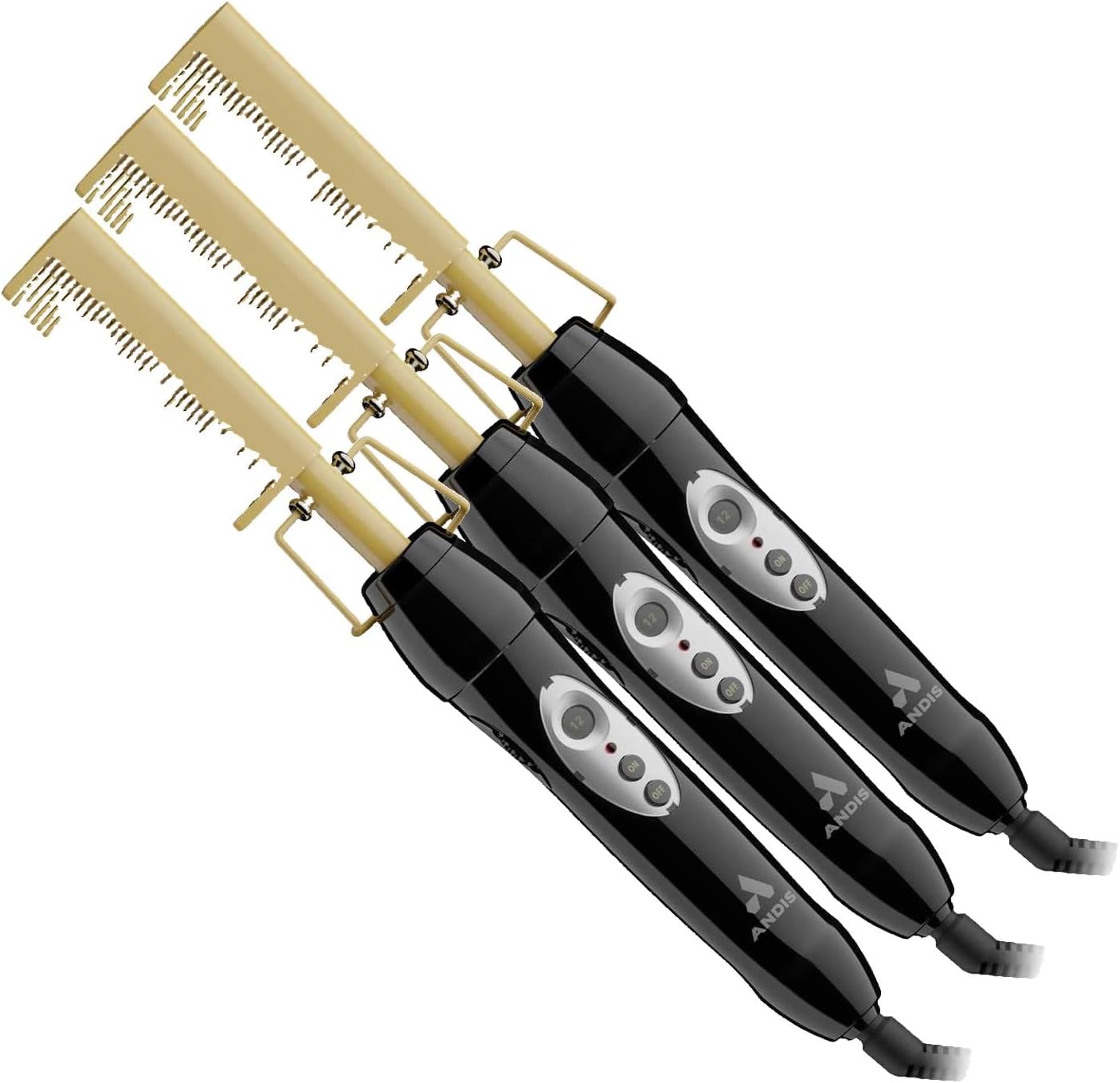 Andis 38335 Professional Heat Ceramic Press Comb for Hair,Straightener - 450F High Heat with Dual Voltage - 20 Adjustable Heat-Settings,30 Min Auto Shut-Off,Gold,Ceramic Gold,(Pack of 3)