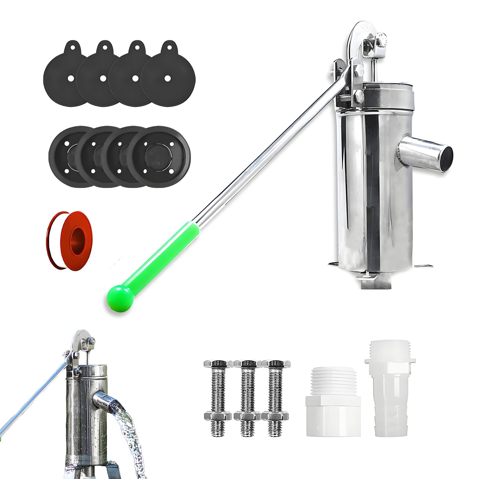 Bomba De Agua Manual, De Acero Inoxidable Juego Completo De Bomba De Pozo Manual Para Jardín Ahorro De Energía Para Barriles De Lluvia Patios Y Uso Agrícola