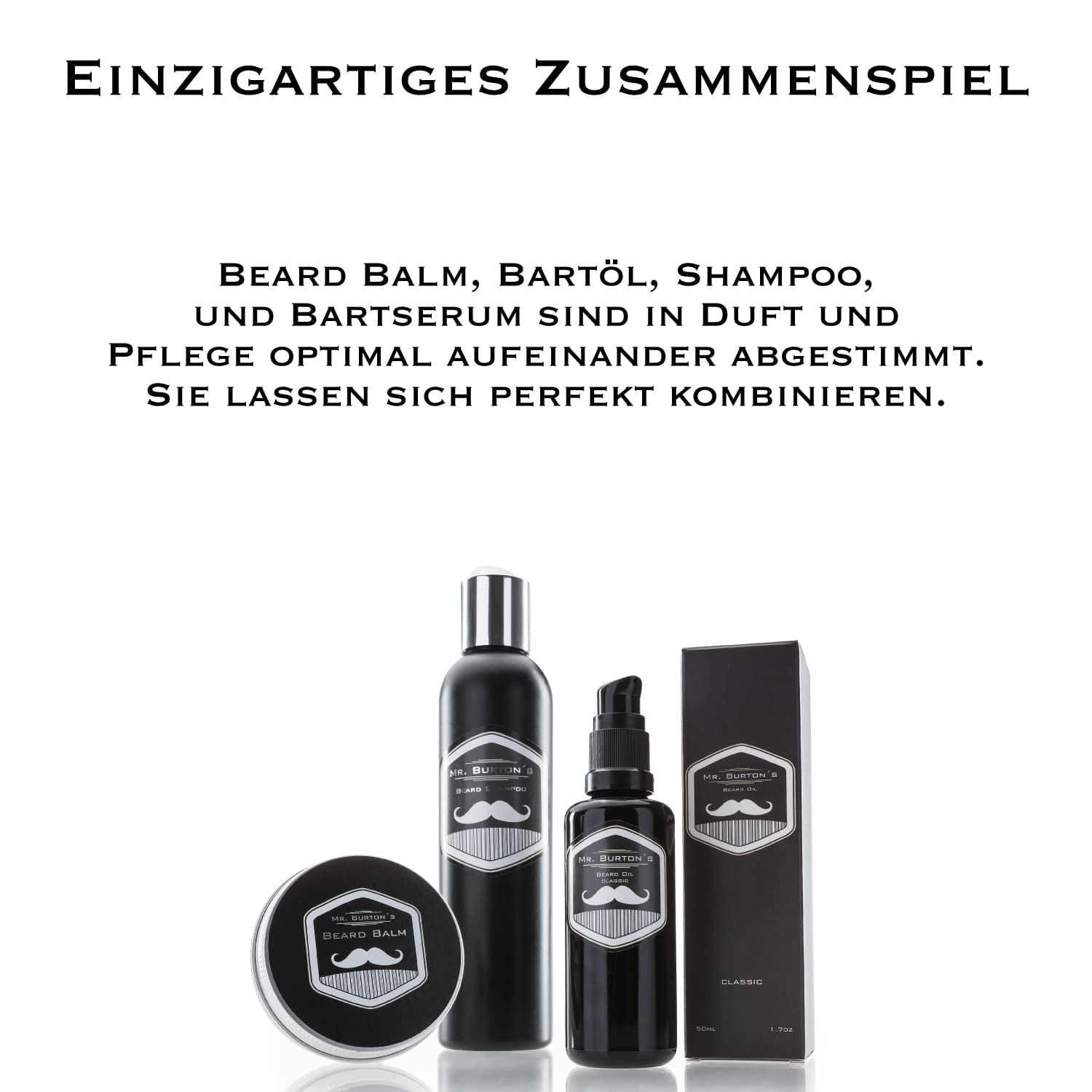 Bartöl Herren - Mr. Burton´s Beard Oil classic mit 15% Arganöl - Made in Germany 50ml fördert gesundes Bart Wachstum - Bartpflege für Männer