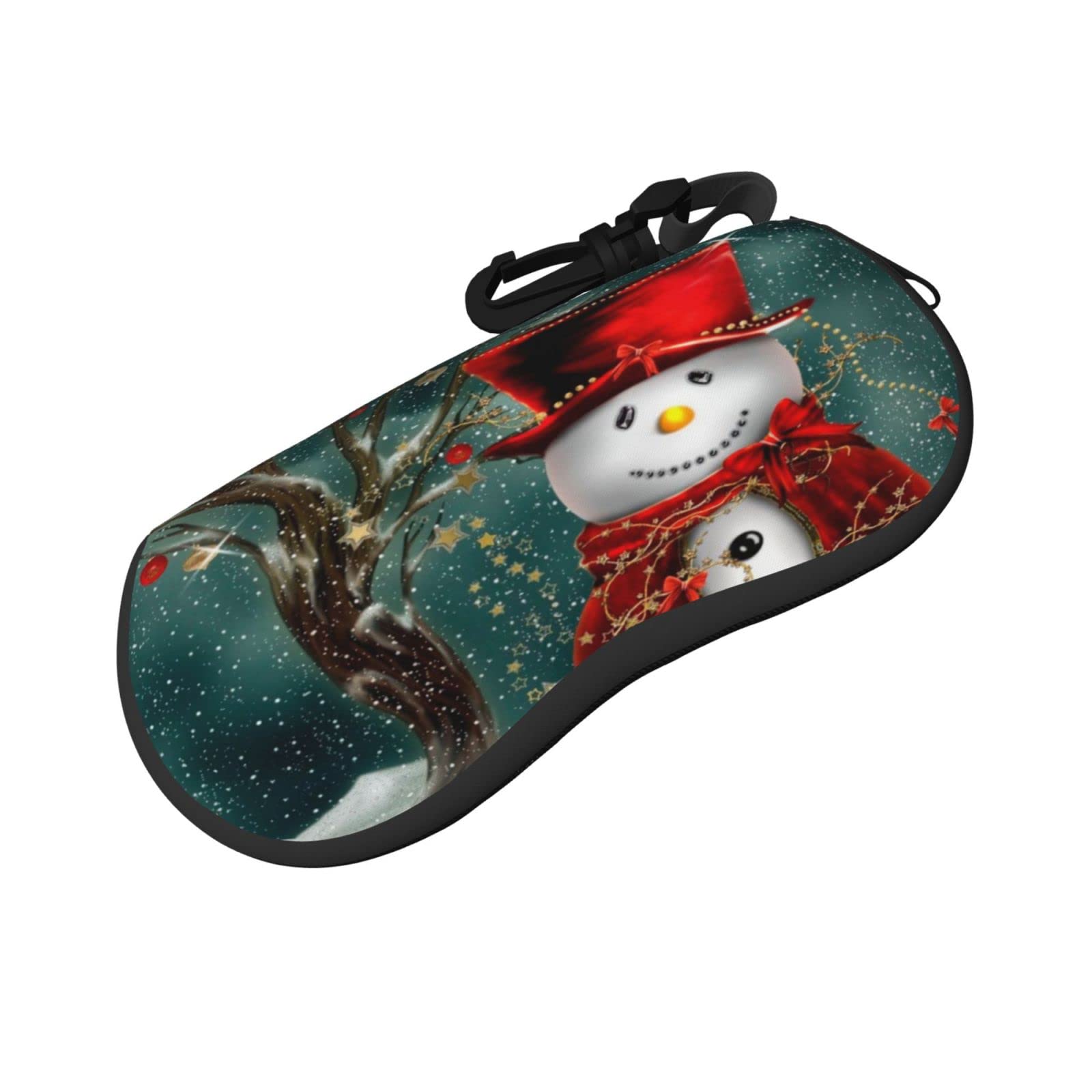 ASEELO Glasses Case Snowman Eyeglass Case Soft Sunglasses Case Neoprene Zipper Glasses Pouch for Women Men