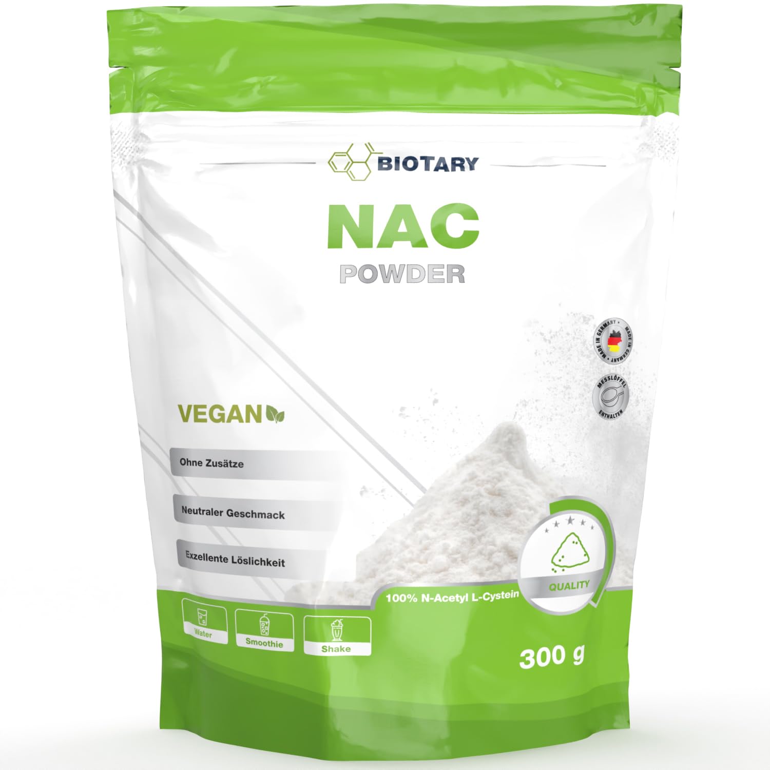 NAC Polvere 300 g N-acetile L-cisteina Alto dosaggio Vegano Testato in laboratorio