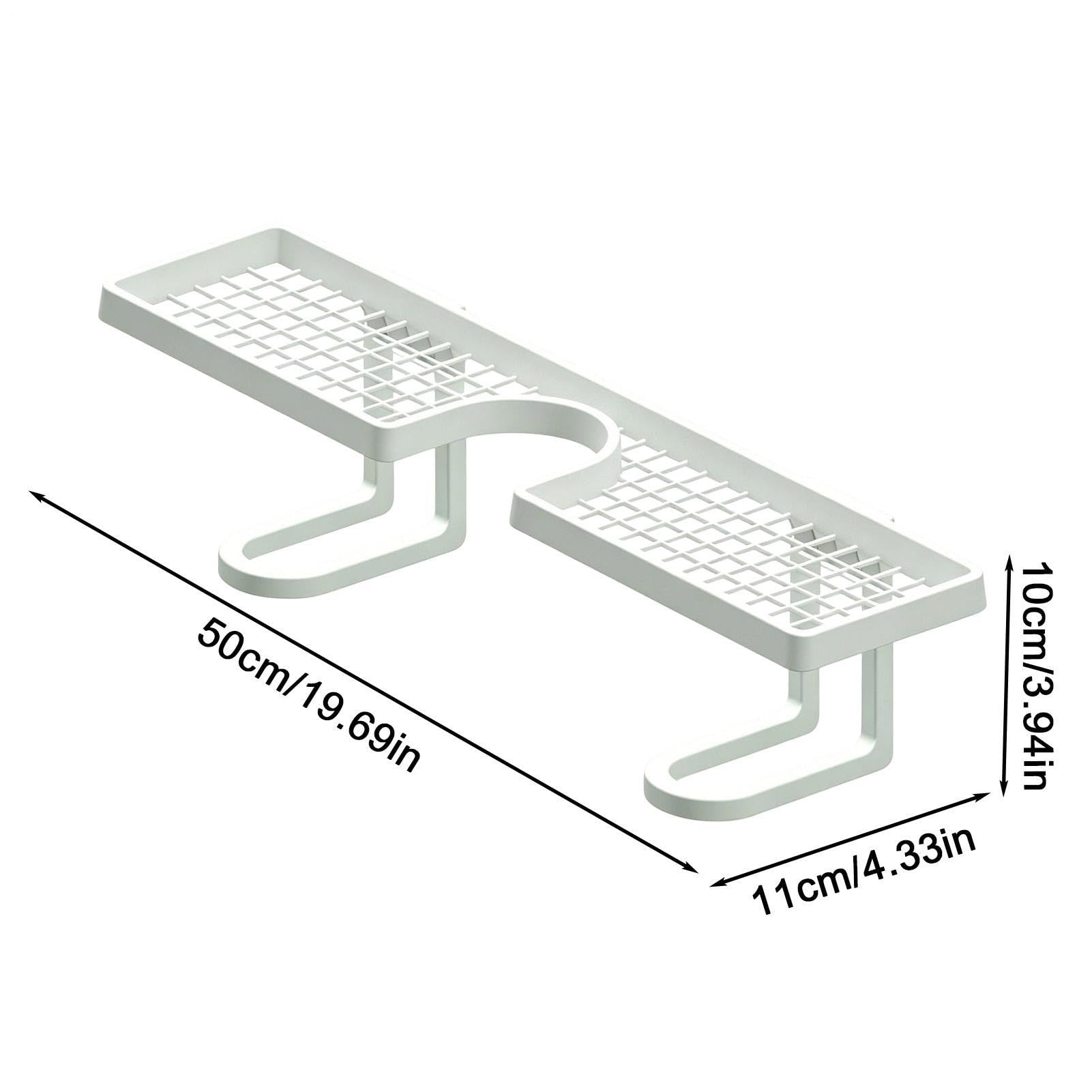 Generico Scaffale per lavello senza foratura, scaffale per rubinetto sopra il lavello, drenaggio facile, organizer da appoggio salvaspazios per cucina e bagno, 50x11x10 cm