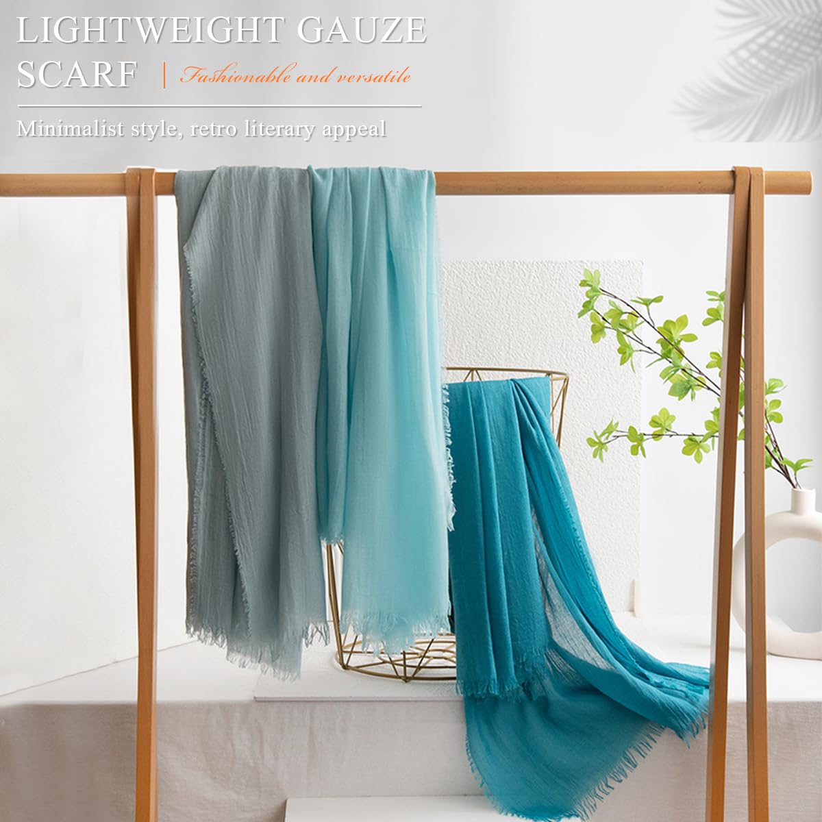 LumiSyne Femme Foulard Couleur Unie Echarpe En Toucher Coton Lin Avec Gland Style Littéraire Rétro Léger Foulard En Gaze Chaude Étole Châle Grand Longue Hijab Wrap De Plage Toute La Saison