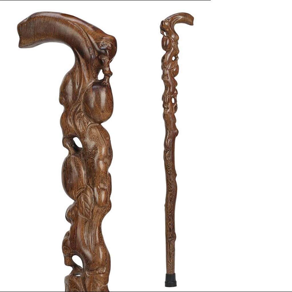 Canne en bois cadeau senior : offrez un bâton de marche d'art en bois massif sculpté