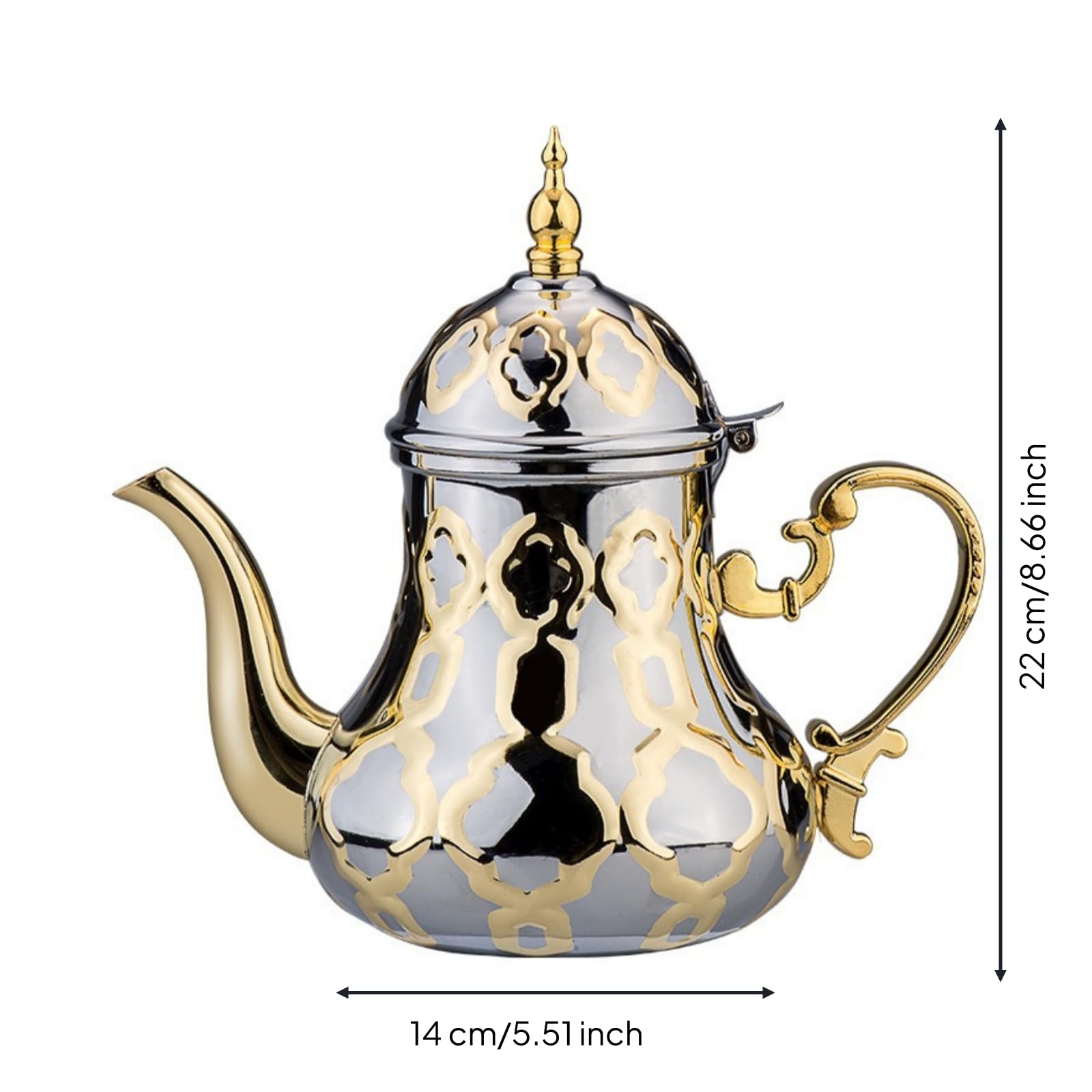 Colcolo Tetera de Acero Inoxidable Jarra Hervidor Cafetera con Cuerpo Compacto y Detalles Calados Vertido Suave y Acabado Pulido Adecuada para Casa Presentación en Estantes de Cocina, 1.2 Litros